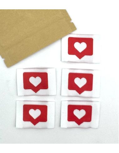 Lot de 5 étiquettes tissées à coudre Like rouge