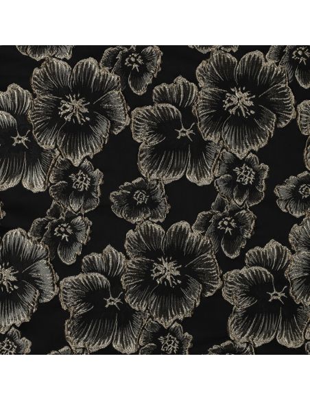 Tissu jacquard - Fleurs noires