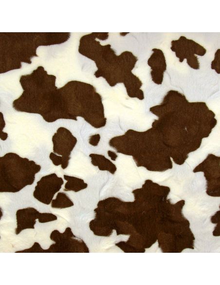 Tissu fausse fourrure animal - Vache tâches marron