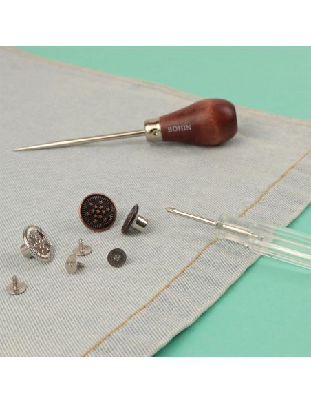 Boite de 4 boutons jeans à visser 14 mm bronze Bohin