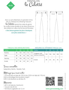 Patron de pantalon chino pour homme Le Culotté - Les BG 2