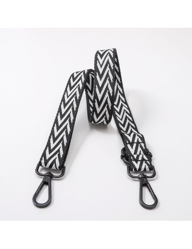Sangle de sac chevrons avec mousquetons - Noire