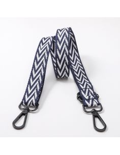 Sangle de sac chevrons avec mousquetons - Bleu marine