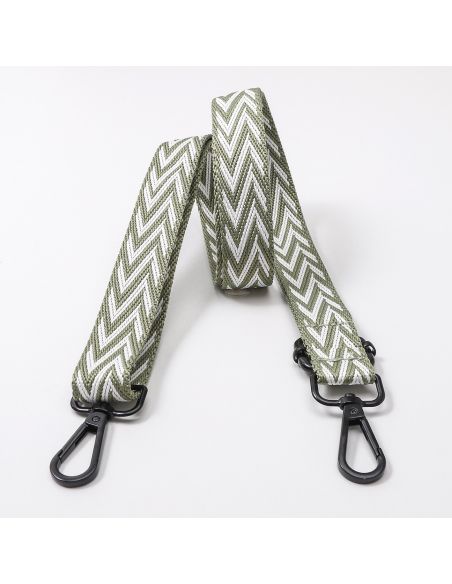 Sangle de sac chevrons avec mousquetons - Vert olive