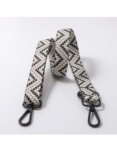 Sangle de sac avec mousquetons - Zig zag noire et doré