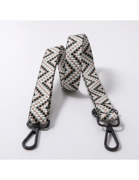 Sangle de sac avec mousquetons - Zig zag noire et doré