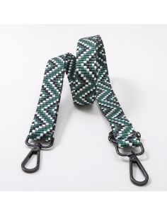 Sangle de sac avec mousquetons - Zig zag Vert et noire
