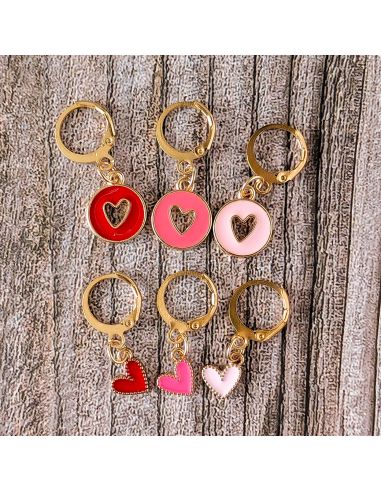 Lot de 6 anneaux marqueurs de maille - Petits coeurs