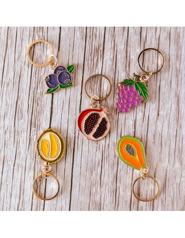Lot de 5 anneaux marqueurs de maille - Assortiment de fruits