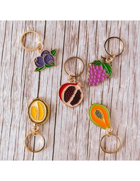 Lot de 5 anneaux marqueurs de maille - Assortiment de fruits