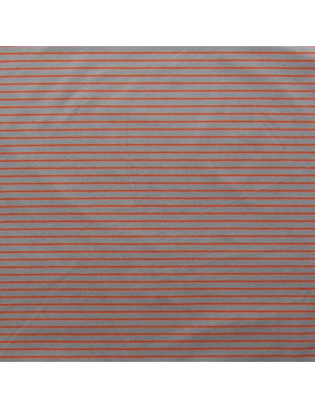 Tissu jersey gratté rayures fines - Gris moyen et orange vif