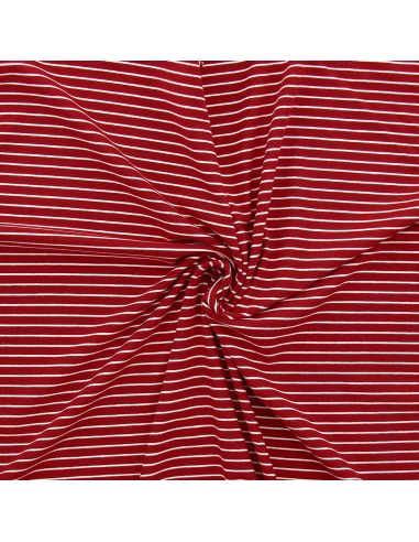 Tissu jersey gratté rayures fines - Rouge et blanc