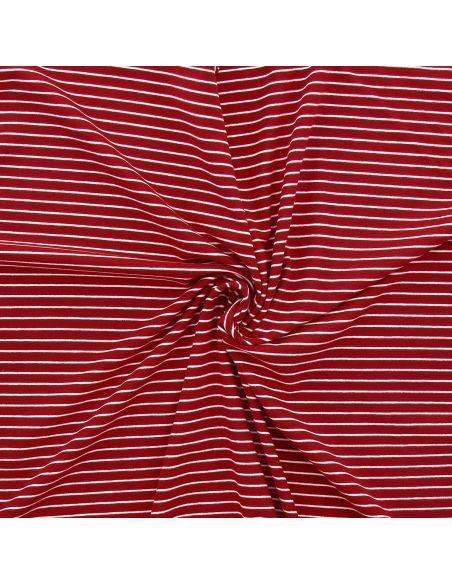 Tissu jersey gratté rayures fines - Rouge et blanc