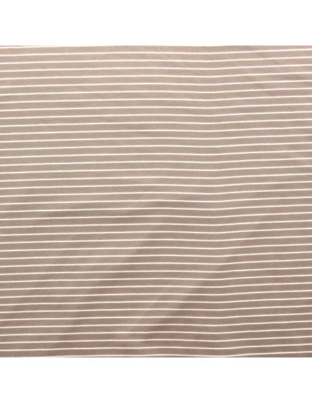Tissu jersey gratté rayures fines - Beige et écru