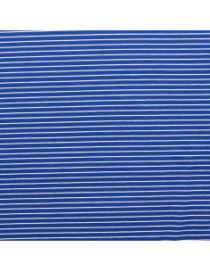 Tissu jersey gratté rayures fines - Bleu et blanc 2