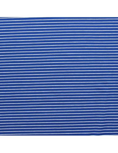 Tissu jersey gratté rayures fines - Bleu et blanc