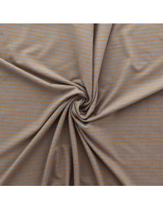 Tissu jersey gratté rayures fines - Gris et jaune foncé
