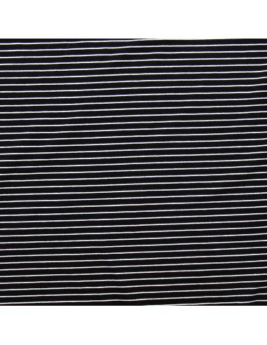 Tissu jersey gratté rayures fines - Noir et blanc