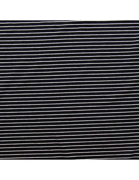 Tissu jersey gratté rayures fines - Noir et blanc