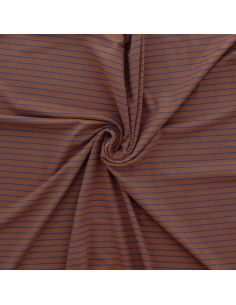 Tissu jersey gratté rayures fines - Marron et bleu