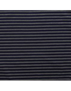 Tissu jersey gratté rayures larges - Bleu marine et gris 2