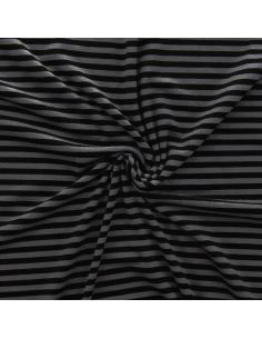 Tissu jersey gratté rayures larges - Gris et noir