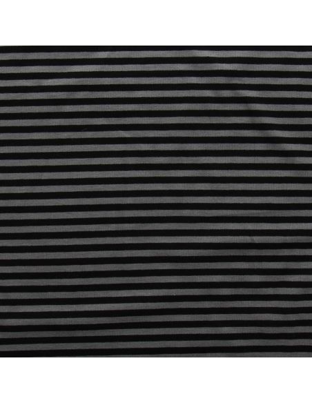Tissu jersey gratté rayures larges - Gris et noir