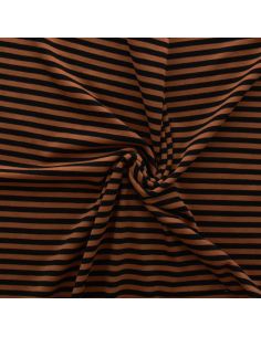 Tissu jersey gratté rayures larges - Orange et noir