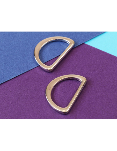 Set de 2 anneaux en D passant 25 mm argent