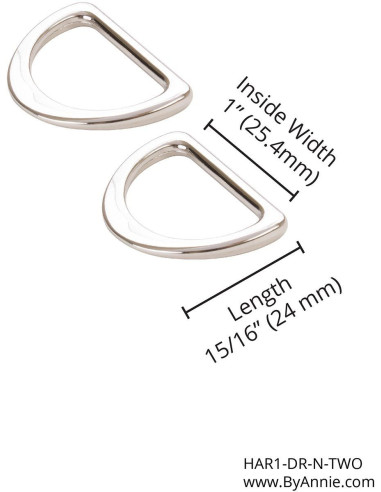 Set de 2 anneaux en D passant 25 mm argent
