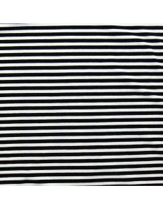 Tissu jersey gratté rayures larges - Noir et écru 2