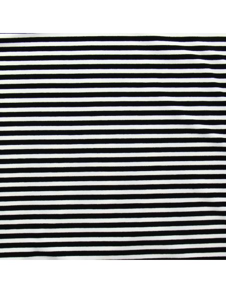 Tissu jersey gratté rayures larges - Noir et écru