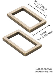Set de 2 boucles rectangulaires 19 x 25 mm laiton antique 2