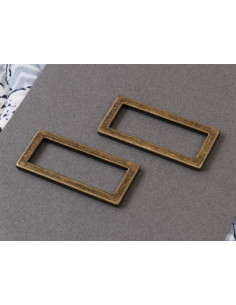 Set de 2 boucles rectangulaires 13 x 38 mm laiton antique