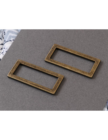 Set de 2 boucles rectangulaires 13 x 38 mm laiton antique