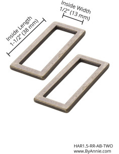 Set de 2 boucles rectangulaires 13 x 38 mm laiton antique 2