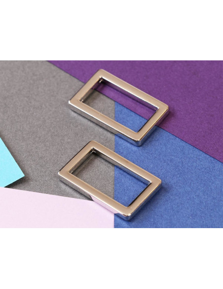 Set de 2 boucles rectangulaires 19 x 25 mm argent