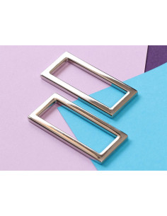 Set de 2 boucles rectangulaires 13 x 38 mm argent