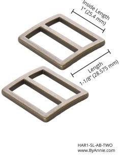 Set de 2 boucles coulissantes 28 x 25 mm laiton antique 2