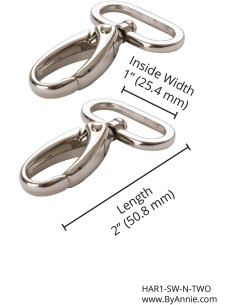 Set de 2 mousquetons passant 25 mm argent 2