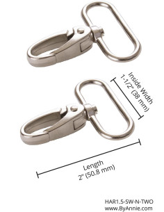 Set de 2 mousquetons passant 38 mm argent 2