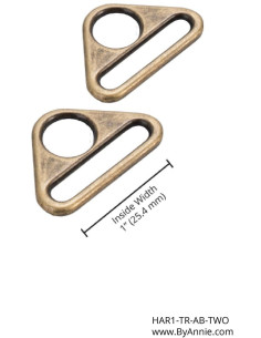 Set de 2 anneaux triangulaires passant 25 mm laiton antique 2