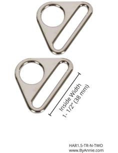 Set de 2 anneaux triangulaires passant 38 mm argent 2