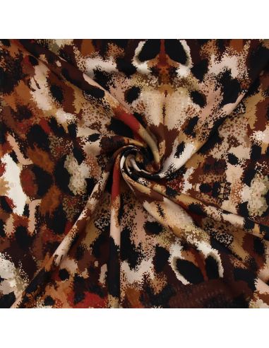 Tissu viscose fantaisie - Gépi marron et beige