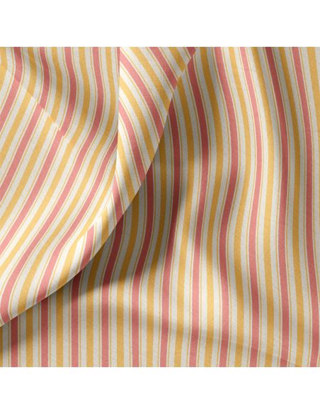 Tissu popeline de coton - Lydia jaune et rose