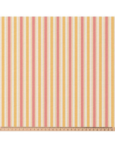 Tissu popeline de coton - Lydia jaune et rose