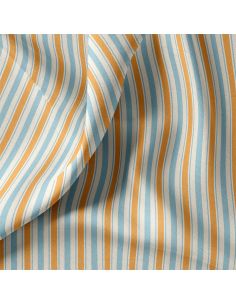 Tissu popeline de coton - Lydia bleu et orange