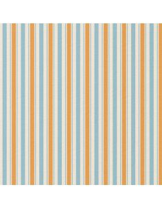 Tissu popeline de coton - Lydia bleu et orange 2