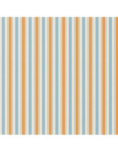 Tissu popeline de coton - Lydia bleu et orange