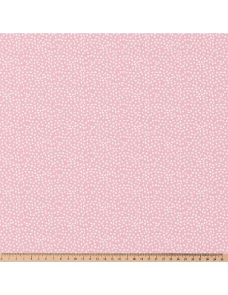 Tissu popeline de coton - Tassi rose et blanc
